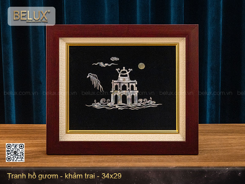 Tranh hồ gươm khảm trai kt 34x29cm&nbsp;